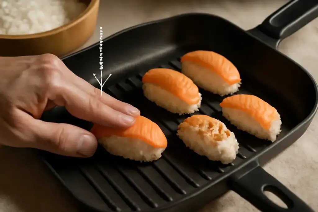 Come evitare che i nigiri si spacchino in cottura? Il segreto della pressione con le dita