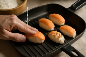 Come evitare che i nigiri si spacchino in cottura? Il segreto della pressione con le dita