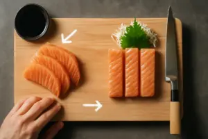 Sashimi: taglio diagonale o dritto? La scelta che modifica completamente l’esperienza di gusto