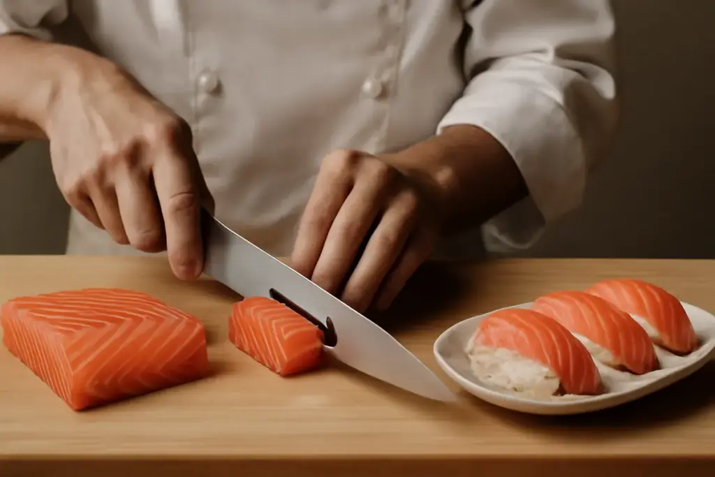 Come si taglia il pesce per nigiri? L’orientamento delle fibre che regola consistenza e gusto
