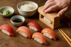 Nigiri originali fatti in casa: il tipo di pressatura che rende il pesce protagonista